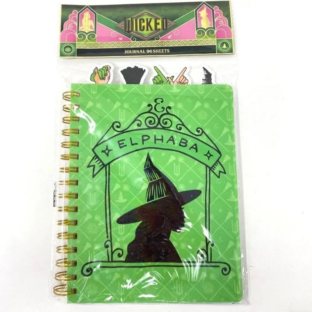 Wicked The Movie Pink Elphaba 96 Page Spiral Tab Journal 8.25